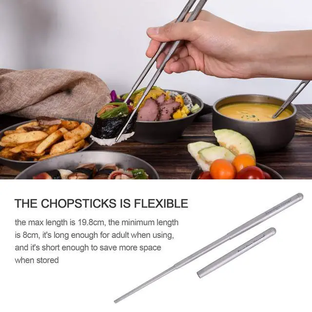 Alt view image 3 of 7 - Foldable Telescopic Titanium Chopsticks Outdoor Camping Travel Picnic Folding Tableware Cutlery Titanium Camping Utensils Ti1004T