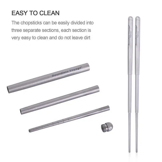 Alt view image 7 of 7 - Foldable Telescopic Titanium Chopsticks Outdoor Camping Travel Picnic Folding Tableware Cutlery Titanium Camping Utensils Ti1004T