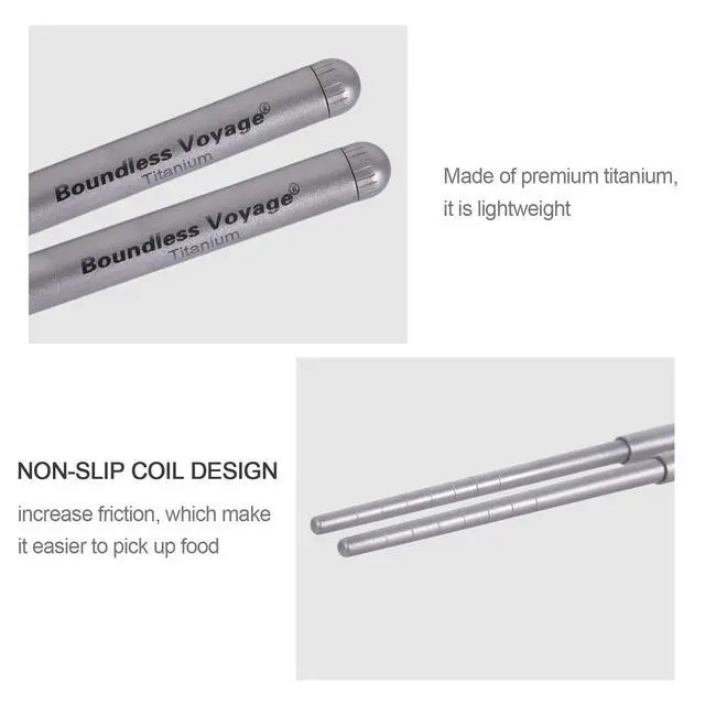 Alt view image 5 of 7 - Foldable Telescopic Titanium Chopsticks Outdoor Camping Travel Picnic Folding Tableware Cutlery Titanium Camping Utensils Ti1004T