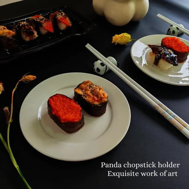 Alt view image 4 of 7 - Reusable Ceramics Chopsticks 13-Piece Gift Set Dishwasher Safe 4 Pairs Snack Palillos Chinese Cooking Chop Sticks4 Panda Shaped Chopstick Holders 4 Chopstick Helper Suitable For Beginners