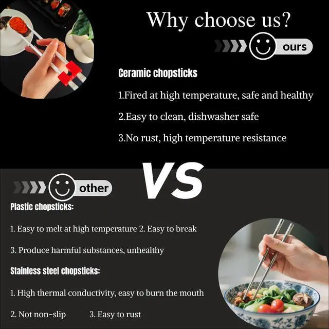 Alt view image 6 of 7 - Reusable Ceramics Chopsticks 13-Piece Gift Set Dishwasher Safe 4 Pairs Snack Palillos Chinese Cooking Chop Sticks4 Panda Shaped Chopstick Holders 4 Chopstick Helper Suitable For Beginners
