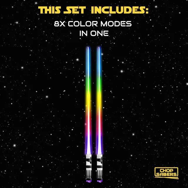 Alt view image 5 of 7 - LIGHTSABER LIGHT UP STAR WARS LED Glowing Light Saber Chop Sticks REUSABLE Sushi Lightup Sabers - 8 COLOR MODES 1 Pair