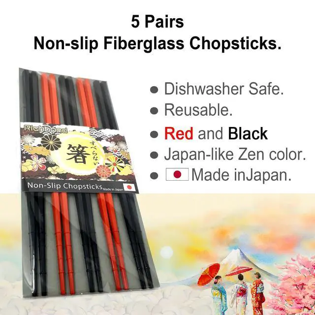 Alt view image 2 of 6 - Best Chopsticks for Noodles Ramen Udon Soba Tofu Sushi All Japanese Foods (5pairs set) Made in Japan Non-slip Fiberglass Chopsticks Dishwasher Safe Washable Reusable / Family Hotel Restaurant