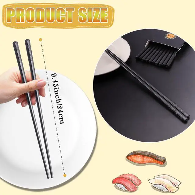 Alt view image 2 of 7 - 20 Pairs Fiberglass Chopsticks, Reusable Non-Slip Chopsticks for Chinese & Japanese Food, Dishwasher Safe (9.4 inch Black)