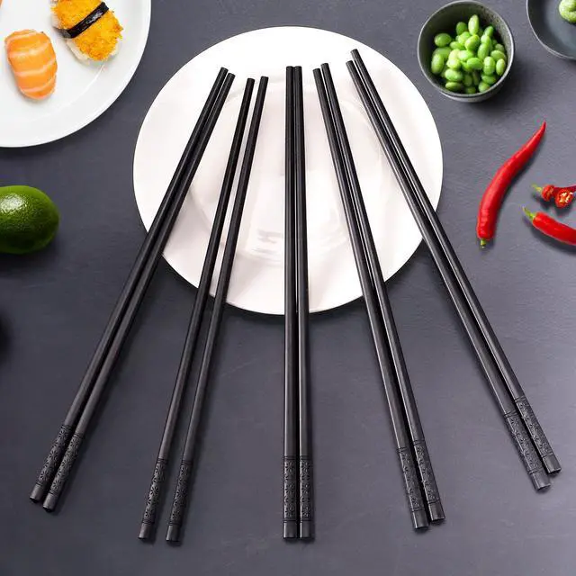 Alt view image 6 of 7 - 20 Pairs Fiberglass Chopsticks, Reusable Non-Slip Chopsticks for Chinese & Japanese Food, Dishwasher Safe (9.4 inch Black)