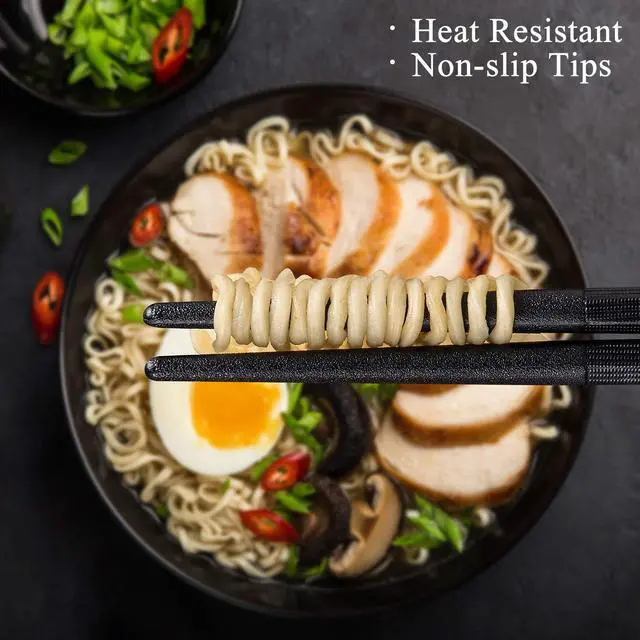 Alt view image 5 of 7 - 6 Pairs Fiberglass Chopsticks - Reusable Japanese Chopsticks Dishwasher Safe, Non-Slip Chop Sticks Multipack, 9.5 Inch
