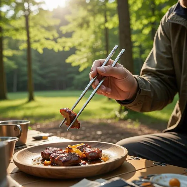 Alt view image 2 of 3 - Titanium Chopsticks 2 Pairs with Carrying Case - 21cm Ultralight 14g Each, Hollow Design, Square Top Non-Roll, Laser Engraved Anti-Slip Tip, Sandblasted Finish, Reusable Camping Travel Utensils