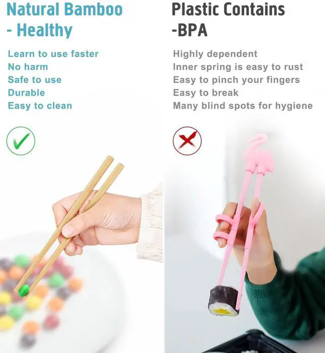 Alt view image 5 of 6 - 5 Pairs Kids Short Chopsticks 7inch Bamboo Reusable Training Chop Sticks for Beginners