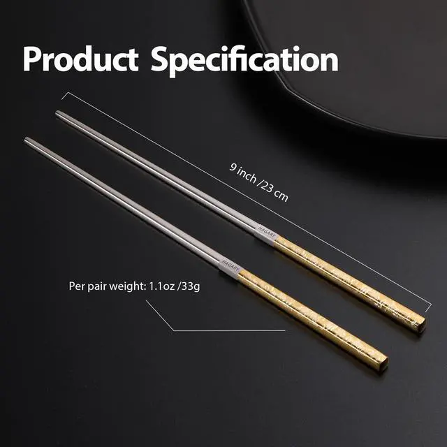 Alt view image 5 of 6 - Tiger Chopsticks Metal Chopsticks Reusable Designed In Korea Japanese Style Stainless Steel 316 18/10 Non-Slip Dishwasher Safe Laser Etched (Gold - 2 Pairs)