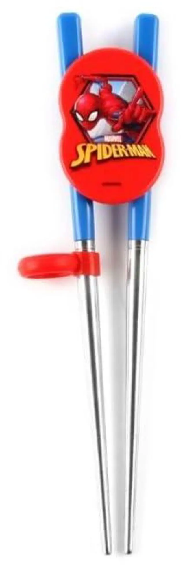 Main image of Super Hero Spider Stainless Steel Training Chopsticks, Finger Ring Can Be Moved for Right or Left Handed, Made in Korea (A), 6.7in