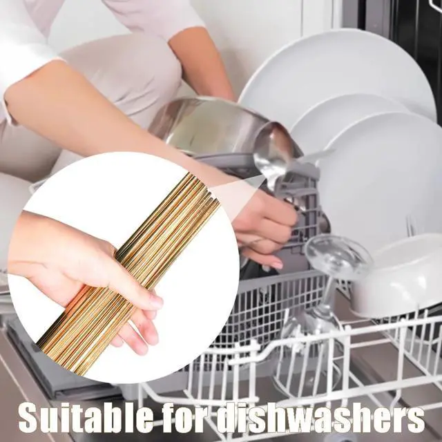 Alt view image 4 of 7 - 10 Pairs Stainless Steel Chopsticks Reusable,Metal Reusable Chopsticks,9 Inch(Gold Chop sticks reusable dishwasher safe