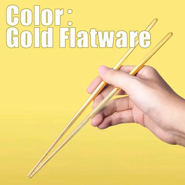 Alt view image 5 of 7 - 10 Pairs Stainless Steel Chopsticks Reusable,Metal Reusable Chopsticks,9 Inch(Gold Chop sticks reusable dishwasher safe