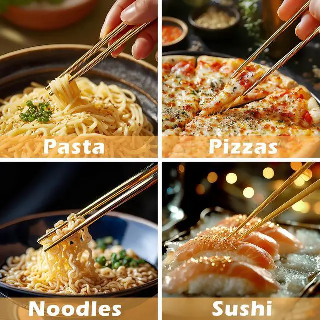 Alt view image 6 of 7 - 10 Pairs Stainless Steel Chopsticks Reusable,Metal Reusable Chopsticks,9 Inch(Gold Chop sticks reusable dishwasher safe