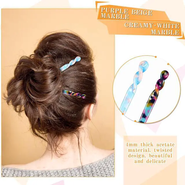 Alt view image 2 of 7 - 12 Pieces Acetate Hair Sticks Hair Chopsticks Tortoise Shell Leopard Print Shell Pins Vintage Chinese Chopstick Styling Accessories for Women, 6 Style(Vivid Pattern)