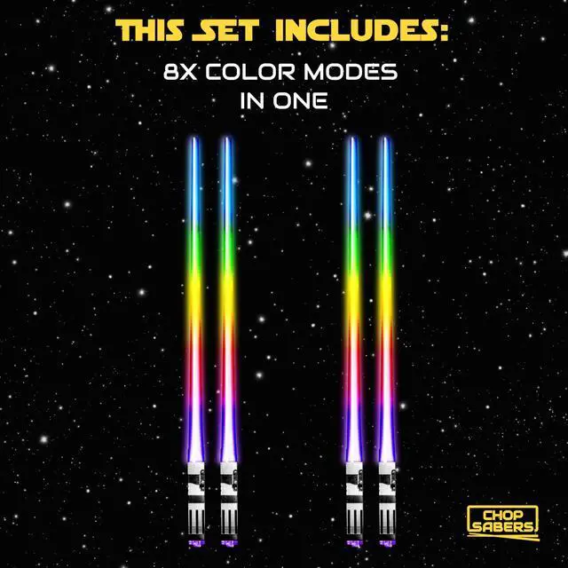 Alt view image 5 of 7 - LIGHTSABER CHOPSTICKs LIGHT UP STAR WARS LED Glowing Light Saber Chop Sticks REUSABLE Sushi Lightup Sabers Bright LEDs - 8 Color Modes - 2 Pairs