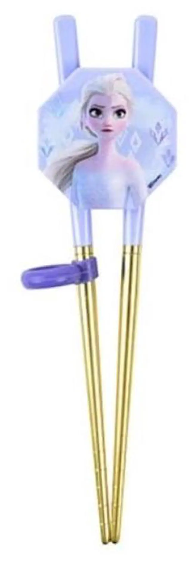 Main image of Frozen Elsa Princess Titanium Stainless Steel Training Chopsticks, Finger Ring Can Be Moved for Right or Left Handed, Made in Korea