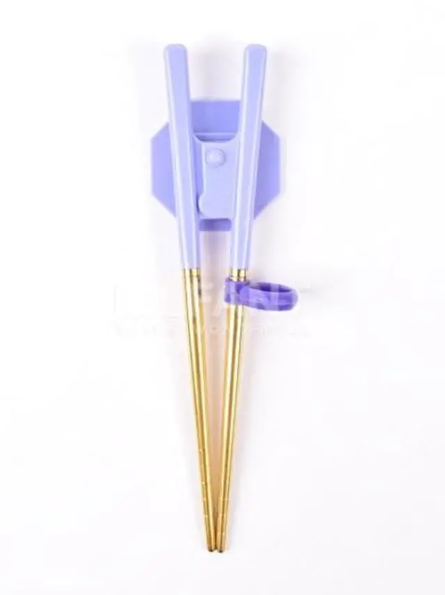 Alt view image 3 of 4 - Frozen Elsa Princess Titanium Stainless Steel Training Chopsticks, Finger Ring Can Be Moved for Right or Left Handed, Made in Korea