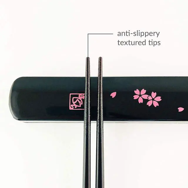 Alt view image 2 of 4 - 3643, Portable Chopsticks with Case Reusable Chinese Korean Japanese Bamboo Travel Chop Sticks Utensil Dishwasher Safe Made in Japan, Sakura Pattern, Set of 2