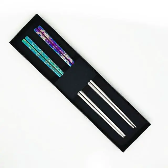 Alt view image 5 of 6 - 2Pairs Metal Chopsticks Reusable Dishwasher Safe Dragon Phoenix