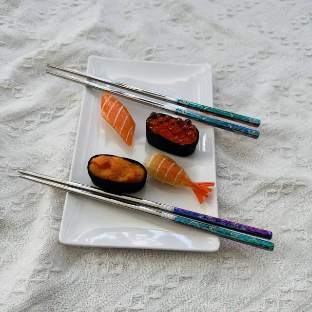 Alt view image 2 of 6 - 2Pairs Metal Chopsticks Reusable Dishwasher Safe Dragon Phoenix