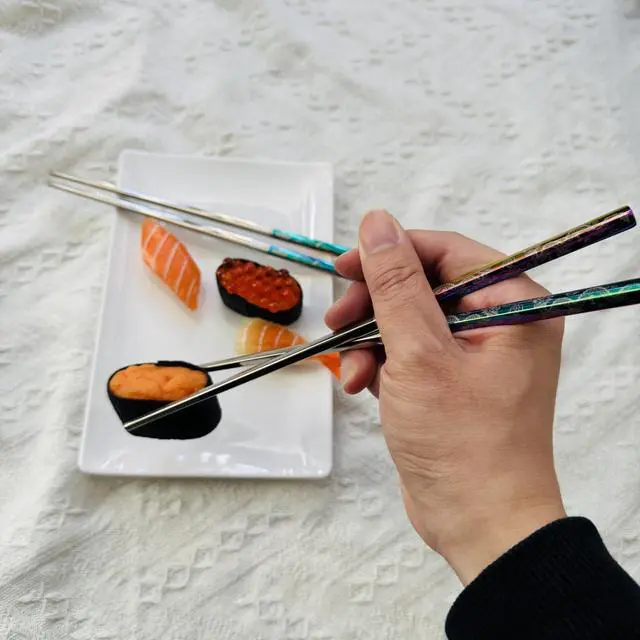 Alt view image 3 of 6 - 2Pairs Metal Chopsticks Reusable Dishwasher Safe Dragon Phoenix
