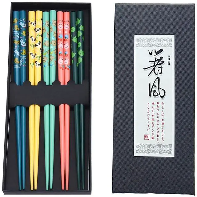 Main image of Handmade Japanese Chopsticks Reusable Natural Wooden Chopstick with Box, 5 Pairs Gift Set