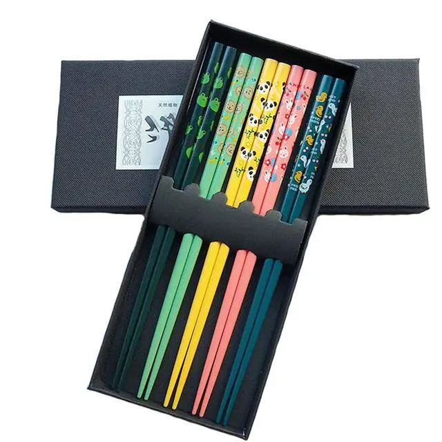 Alt view image 2 of 6 - Handmade Japanese Chopsticks Reusable Natural Wooden Chopstick with Box, 5 Pairs Gift Set