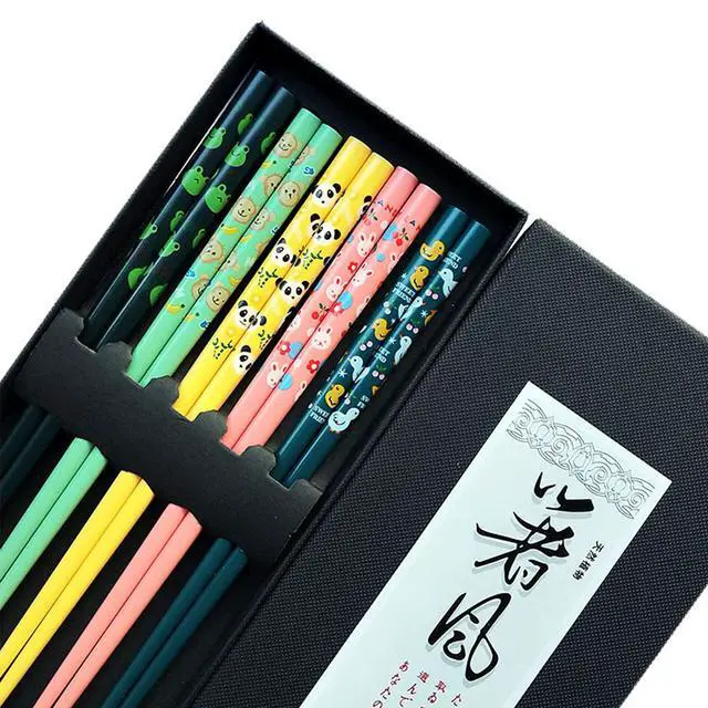 Alt view image 3 of 6 - Handmade Japanese Chopsticks Reusable Natural Wooden Chopstick with Box, 5 Pairs Gift Set