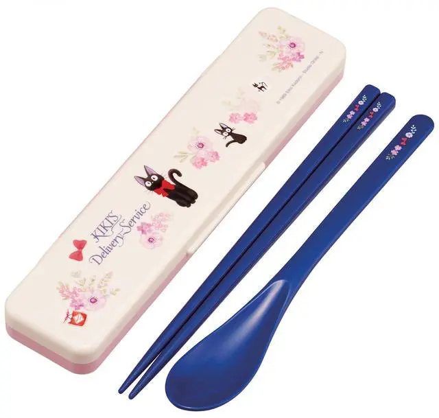 Main image of Kiki's Delivery Service Chopsticks and Spoon Set with Case (French Version) - Studio Ghibli Utensil Set for Travel, Bento, Lunchbox - Dishwasher Safe