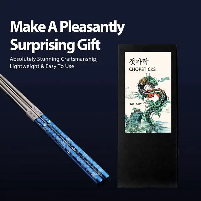 Alt view image 4 of 6 - Dragon Chopsticks Metal Reusable Designed In Korea Japanese Style Stainless Steel 316 18/10 Non-Slip Dishwasher Safe Laser Etched (Blue - 2 Pairs)