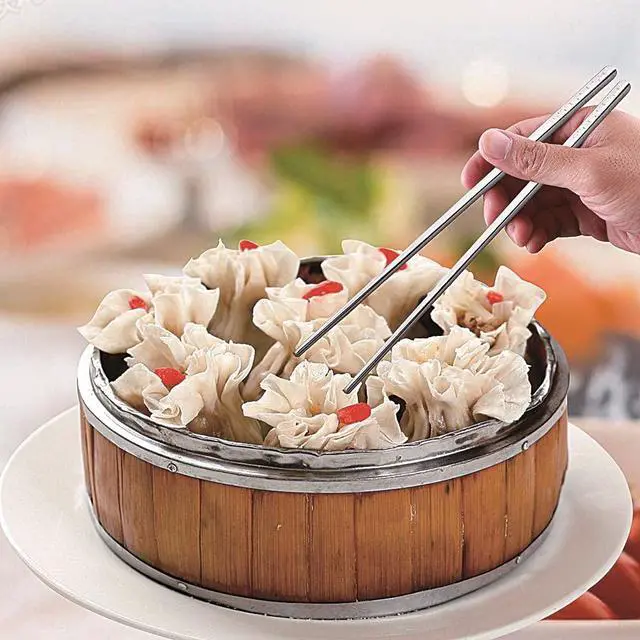 Alt view image 6 of 7 - Metal Chopsticks Reusable Titanium Plated Stainless Steel Japanese Korean for Food & Cooking 9.5Inch Non-Slip for Beginners Square Laser 5 Pairs Gift Set