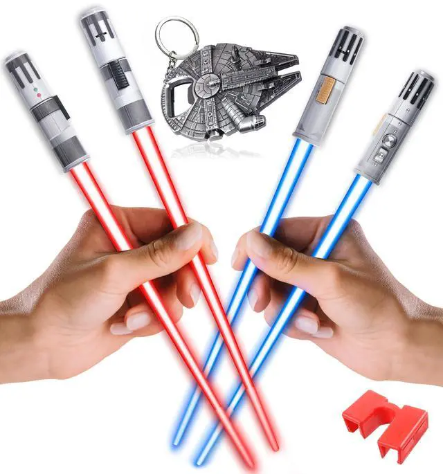 Main image of Lightsaber Chopsticks Light Up Star Wars Chopstick Light Up Mini Light Saber Chopsticks for Adults Cool Chopstick Light Led Chop Sticks Jedi Stix Blue Red 2 Pairs
