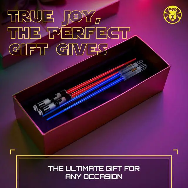 Alt view image 6 of 7 - Lightsaber Chopsticks Light Up Star Wars Chopstick Light Up Mini Light Saber Chopsticks for Adults Cool Chopstick Light Led Chop Sticks Jedi Stix Blue Red 2 Pairs
