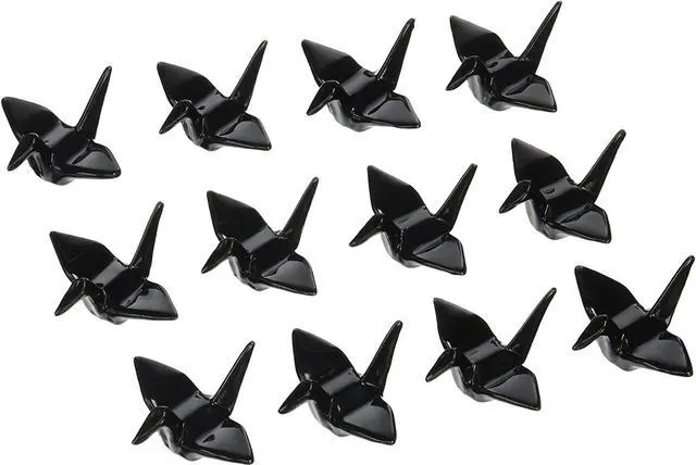 Main image of Japanese Origami Crane Chopstick Rest 12-Pack, Porcelain Ceramic Holder for Sushi, Ramen & Asian Tableware, Decorative Chopstick Stand for Restaurant Dining, Black
