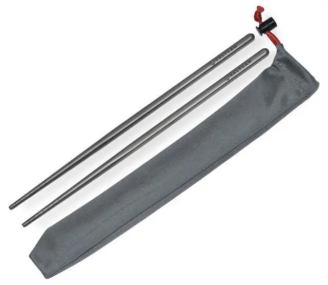 Alt view image 3 of 7 - Titanium Chopsticks 9 inch 27g Ultralight - Grooved Tips, Zero Metallic Taste, Squared Anti-Roll Ends, Reusable Sushi Noodle Ramen Chopstick, Dishwasher Safe, Carry Bag, Camping Lunch