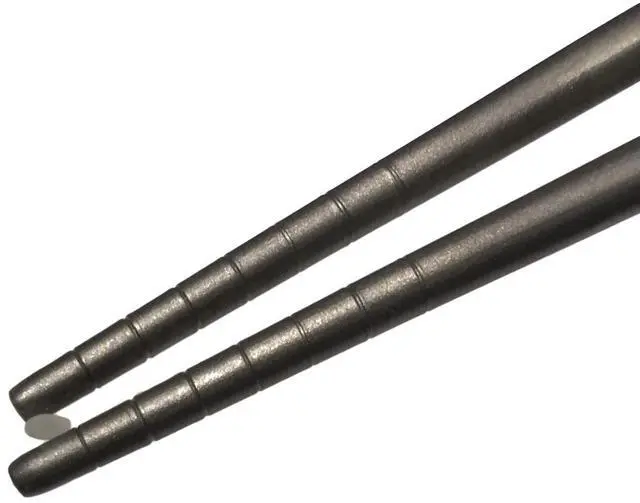 Alt view image 7 of 7 - Titanium Chopsticks 9 inch 27g Ultralight - Grooved Tips, Zero Metallic Taste, Squared Anti-Roll Ends, Reusable Sushi Noodle Ramen Chopstick, Dishwasher Safe, Carry Bag, Camping Lunch