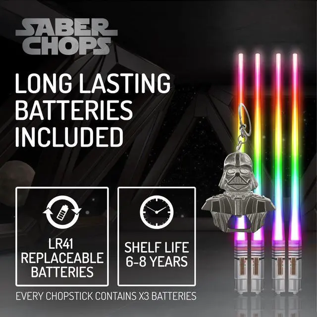Alt view image 3 of 7 - Lightsaber Chopsticks Light Up STAR WAR LED Reusable 9 Colors 2 PAIRS FREE D Vader Metal Keychain Bottle Opener