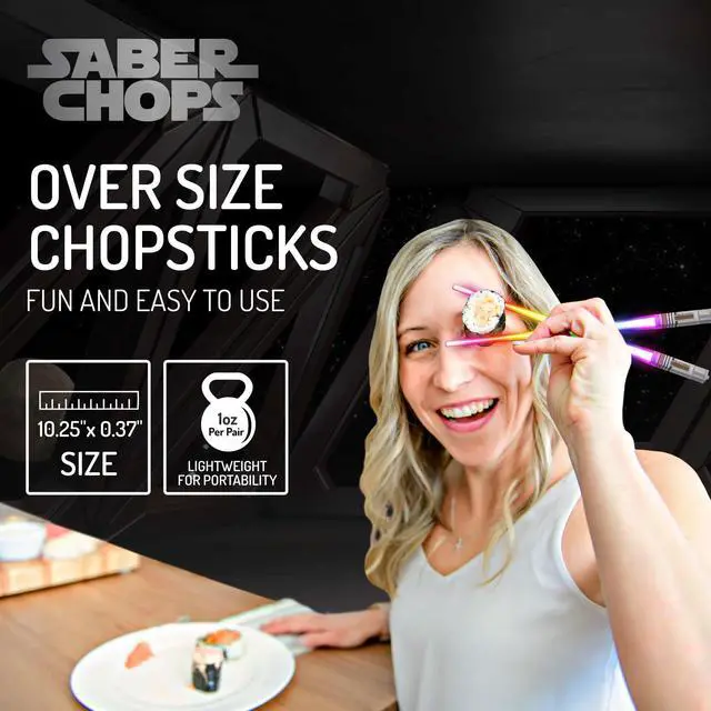 Alt view image 6 of 7 - Lightsaber Chopsticks Light Up STAR WAR LED Reusable 9 Colors 2 PAIRS FREE D Vader Metal Keychain Bottle Opener