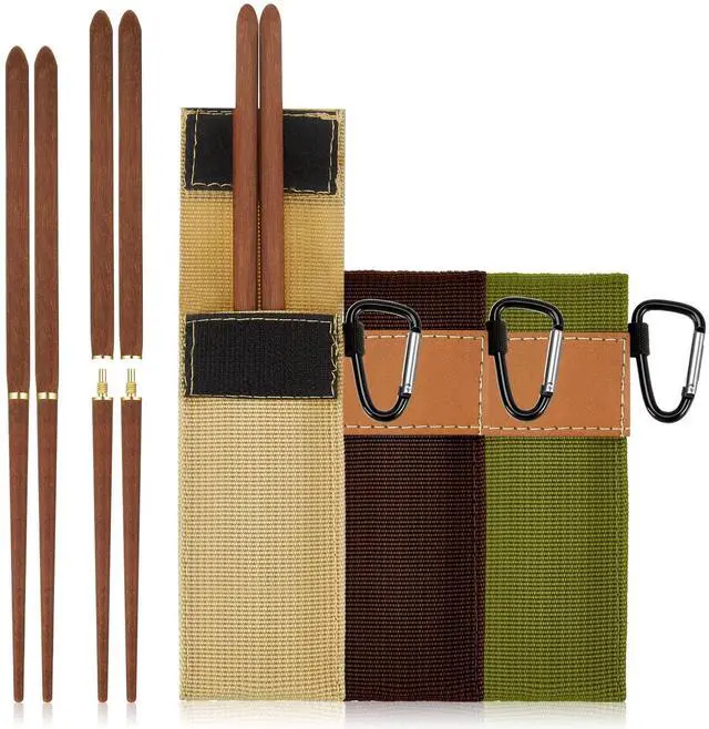 Main image of Rosewood 6 Pieces Christmas Foldable Wood Chopsticks Portable Outdoor Utensils Reusable Travel Chopsticks Collapsible with Carrying Pouch