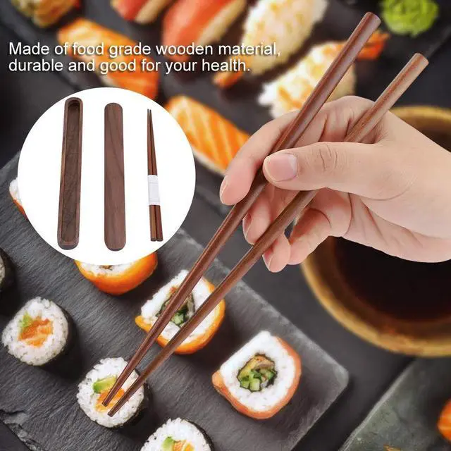 Alt view image 5 of 7 - Walnut Chopsticks Reusable, Wooden Chopsticks with Storage Case, Portable Classic Chinese Japanese Wood Chopstick, Dinnerware for Travel Dinner