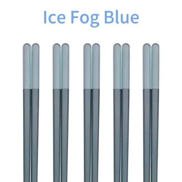 Alt view image 3 of 7 - Modern Design Chopsticks - Reusable, Dishwasher Safe, Non-Slip Fiberglass, Ice Fog Blue Color, 5 Pairs, 9.5in/24cm, Great for Chinese, Japanese, Korean Cuisine