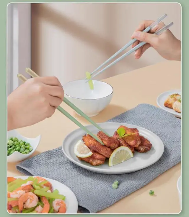 Alt view image 6 of 7 - Modern Design Chopsticks - Reusable, Dishwasher Safe, Non-Slip Fiberglass, Ice Fog Blue Color, 5 Pairs, 9.5in/24cm, Great for Chinese, Japanese, Korean Cuisine