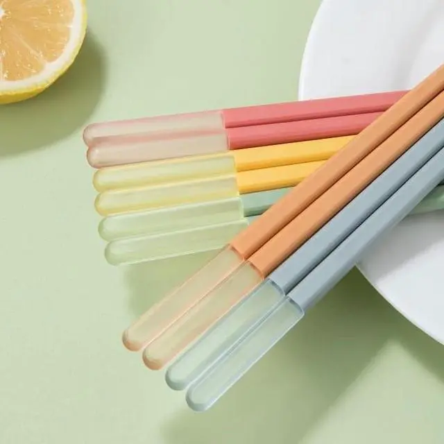 Alt view image 5 of 7 - Modern Design Chopsticks - Reusable, Dishwasher Safe, Non-Slip Fiberglass, Macaron Color, 5 Pairs, 9.5in/24cm, Great for Chinese, Japanese, Korean Cuisine