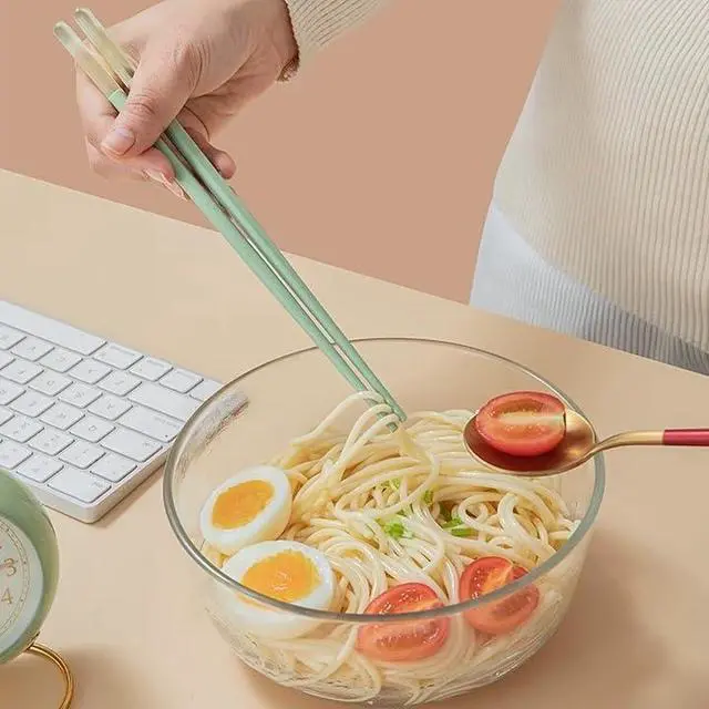 Alt view image 7 of 7 - Modern Design Chopsticks - Reusable, Dishwasher Safe, Non-Slip Fiberglass, Macaron Color, 5 Pairs, 9.5in/24cm, Great for Chinese, Japanese, Korean Cuisine
