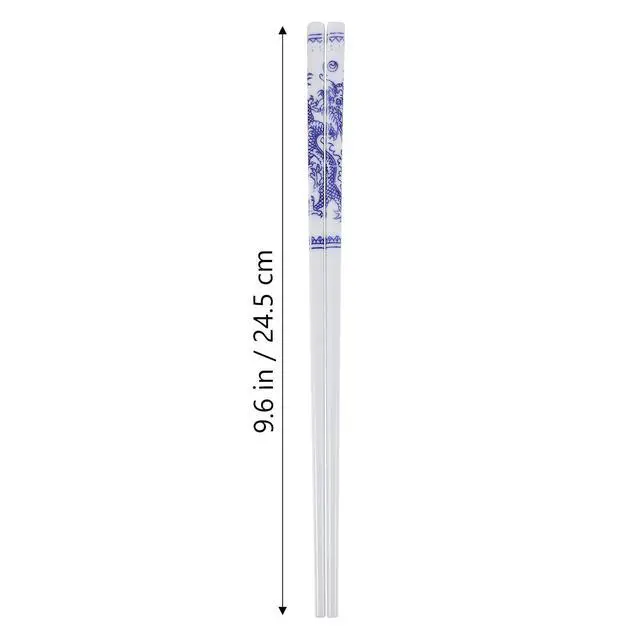 Alt view image 2 of 7 - 10 Pairs Ceramic Chopsticks Blue and White Porcelain Dinner Utensils Skid Resistant Dishwasher Safe Multi-Function Home Kitchen Dining