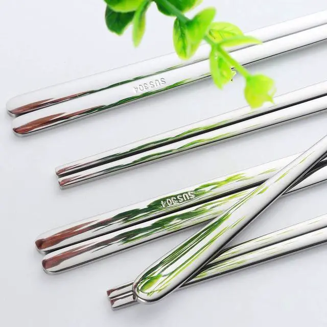 Alt view image 7 of 7 - 4 Set Chopsticks Spoon Set, 4 Color Reusable Metal Stainless Steel Korean Chopstix Spoon Set Christmas Gift
