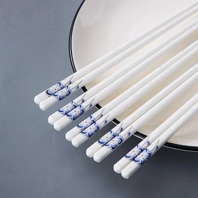 Main image of 10 Pairs Ceramic Chopsticks With Blue Flower Pattern, 9.72 inch High-grade Chinese Bone Porcelain Chopsticks with Delicate Box, Easy to Clean, Dishwasher Safe Microwave Safe Chopsticks