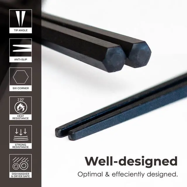 Alt view image 6 of 6 - Himawaridou Hexagonal Resin Chopsticks, Lightweight and Easy to Use, Made in Japan, 9.1 in