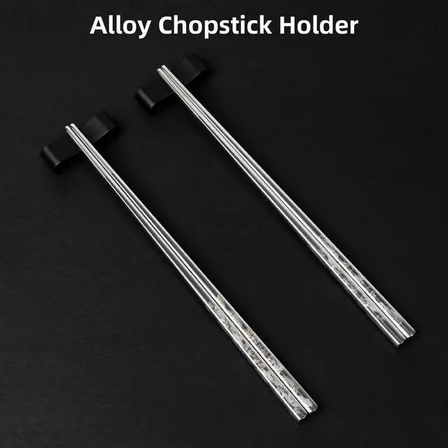 Alt view image 4 of 7 - 2 Pairs Reusable Stainless Steel Chopsticks, Non-Slip Grip, Dishwasher Safe, Japanese & Korean Style, Metal Chopstick Gift Set for Cooking, Dining & Travel 18/10 (9")