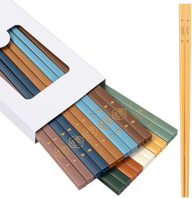 Main image of 10 Pairs Fiberglass Chopsticks Reusable | Dishwasher Safe | BPA-free | Non-slip Chop Sticks Set - 9.45in